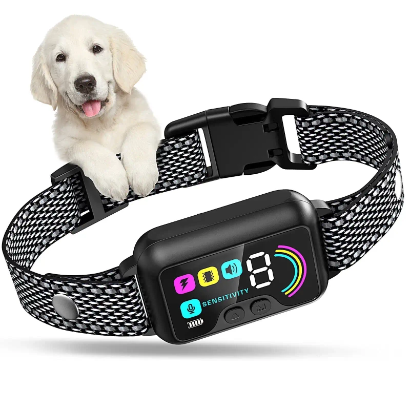 Dog Bark Collar for Large Medium Dogs Smart Bark Collar Rechargeable Anti Barking Training Collar with 8 Adjustable Sensitivity