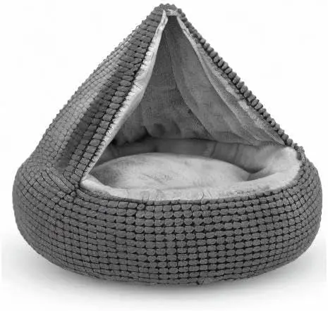 Dog Bed with Attached Blanket for Small Dogs or Cats Soft Plush Cozy Round Puppy Bed Calming Cat Cave Bed Anti Slip Bottom