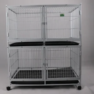 Dog Cage Heavy Duty Durable Dog Kennel Crate with Wheels Foldable Breeding Cage Solid Plastic Tray Indoor Outdoor