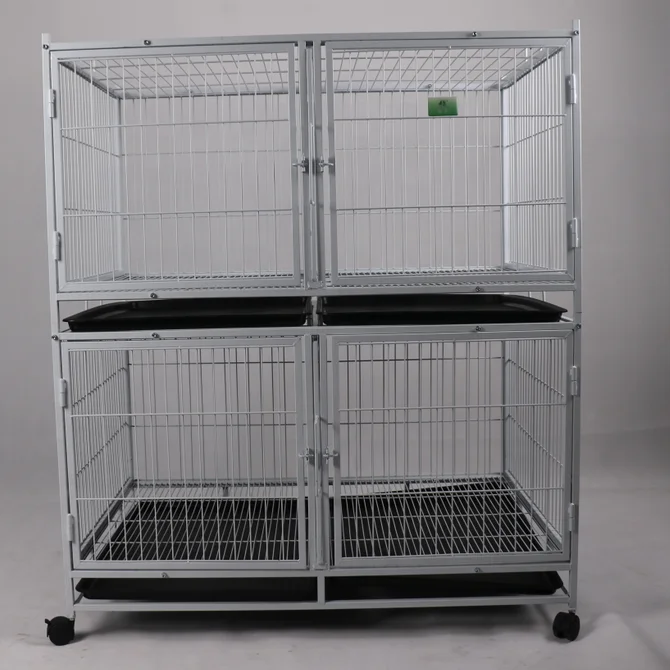 Dog Cage Heavy Duty Durable Dog Kennel Crate with Wheels Foldable Breeding Cage Solid Plastic Tray Indoor Outdoor