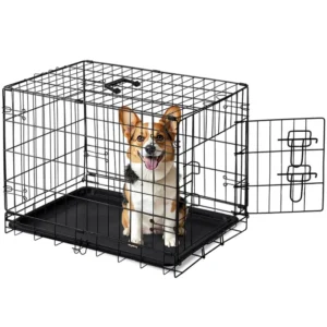 Dog Cage with Anti slip Design Plastic Tray Easily Assembled Travel Cage with Lockable Safety Design Suitable for Small Pets