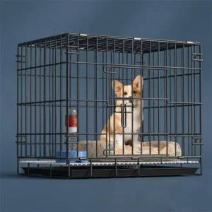 Dog Cages Small & Medium-Sized Durable Iron Pet Cages with Solid Thickened Fences