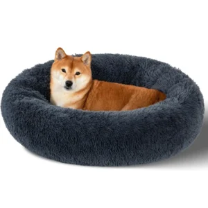 Dog Calming Beds for Small Medium Large Dogs Round Donut Washable Puppy Dog Bed Anti Slip Faux Fur Fluffy Cuddle Cat Pet Bed