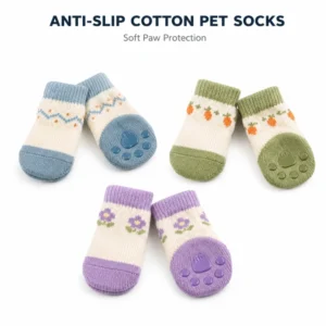 Dog Cat Anti Slip Pet Socks Double Layer Rubber Dot Sole Soft Breathable Knit for Indoor Walking Paw Care Custom Logo