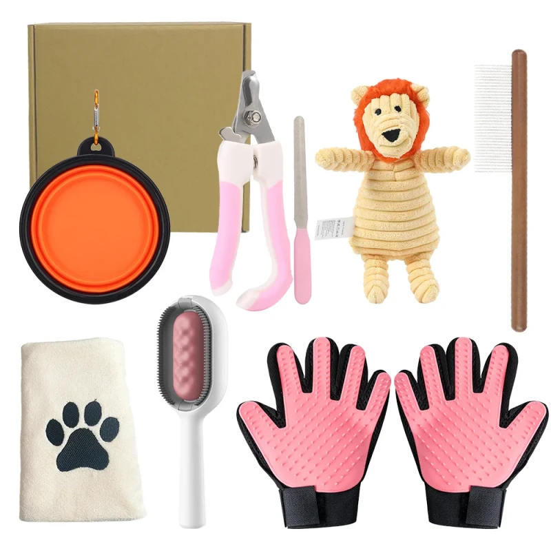 Dog Cat Beauty Hair Removal Cleaning Slicker Dematting Comb 8 Pcs Pet Gift Set