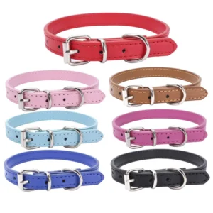 Dog Cat Collar Leash Set PU Leather Adjustable Pet Collar Leather Adjustable Cat Collar