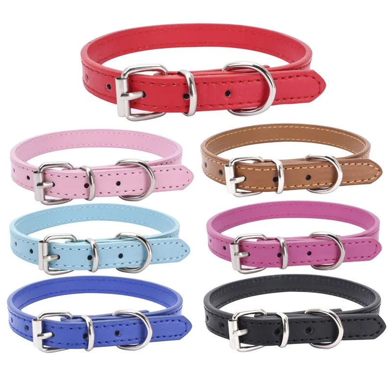 Dog Cat Collar Leash Set PU Leather Adjustable Pet Collar Leather Adjustable Cat Collar