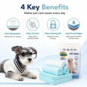 Dog Cat Diapers Urine Pads Odor Controlling Super Absorbent Leak Protection Nonwoven Fabric 10 Piece Pack Pet