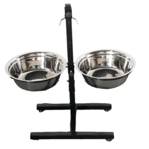 Dog & Cat Eco-friendly Stainless Steel Pet Bowls with Stand Holder Feeder for Indoor Outdoor Use