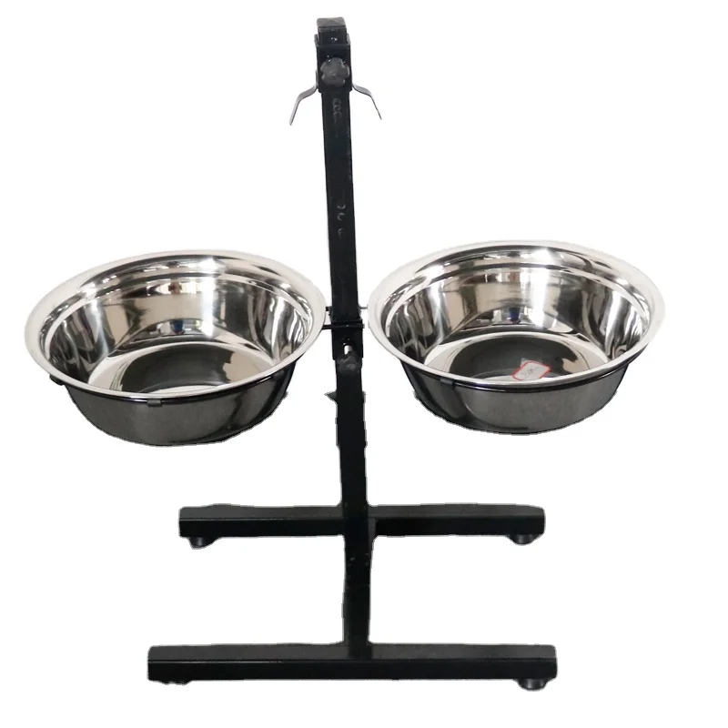 Dog & Cat Eco-friendly Stainless Steel Pet Bowls with Stand Holder Feeder for Indoor Outdoor Use