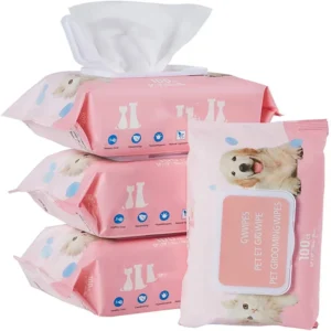 Dog Cat Paw Ear Eye Tooth Clean Grooming Alcohol Free Non Woven 15x20cm Wet Wipe