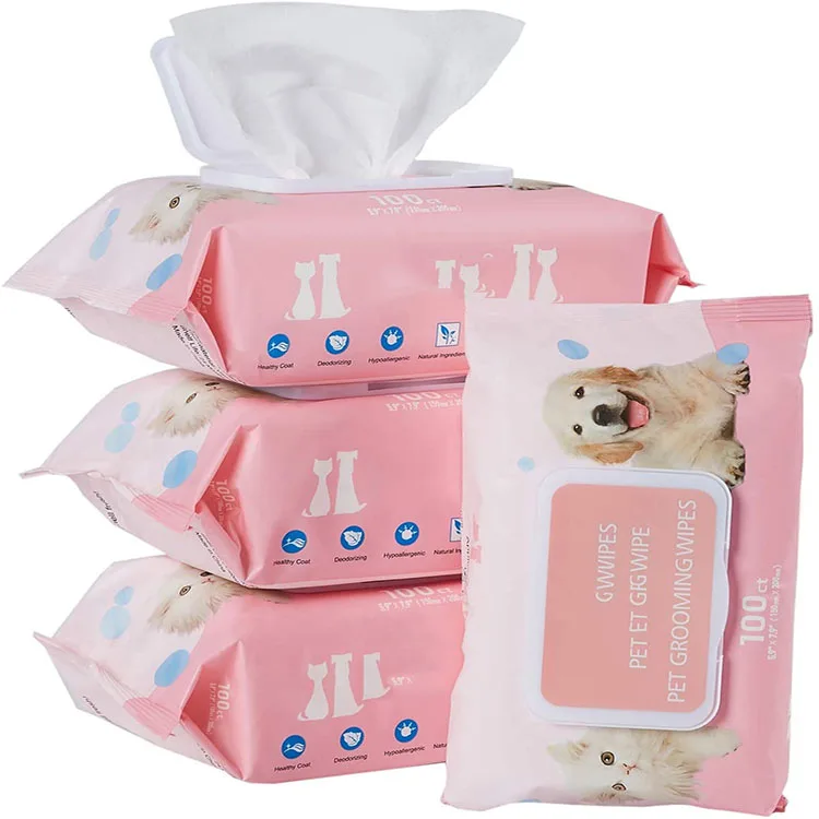 Dog Cat Paw Ear Eye Tooth Clean Grooming Alcohol Free Non Woven 15x20cm Wet Wipe
