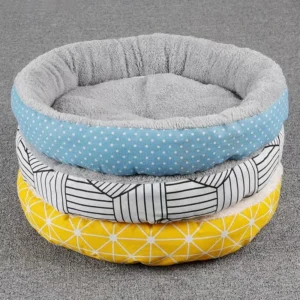 Dog Cat Round Plush Polyester Pet Kennel Sofa Bed Ultra Soft Washable Antimicrobial Stain Resistant Puppy Kitten Accessories