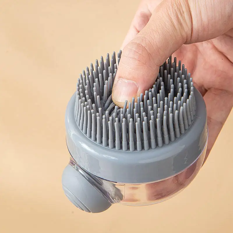 Dog Cat Shampoo Brush Dog Pet Grooming Scrubber Massage Comb Silicone Body Scrubber Pet Bath Brush with Soap Dispenser