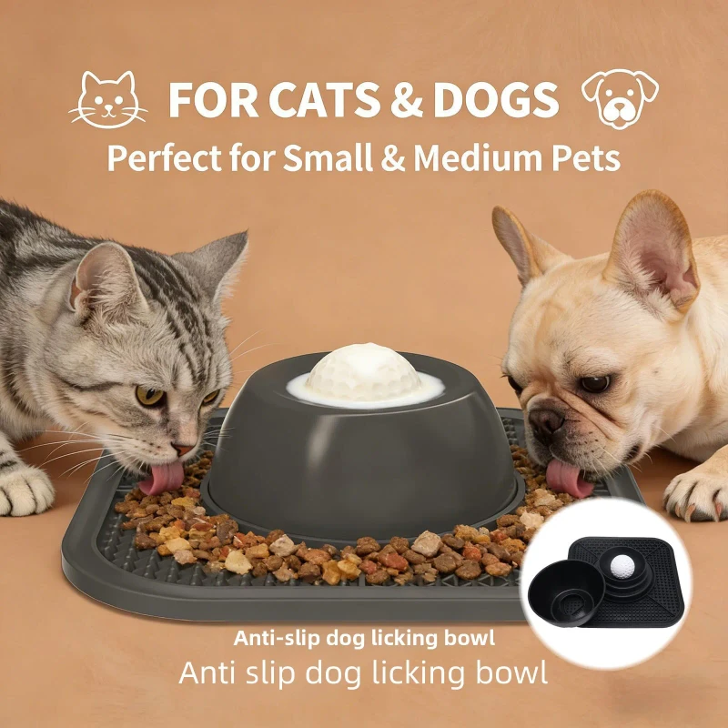 Dog Cat Silicone Stylish Liquid Lick Bowl Slow Feeding Anti Slip Dishwasher Safe Dual Use Feeder
