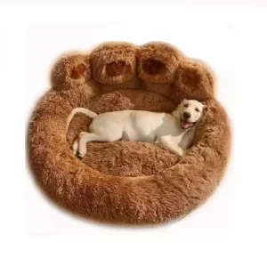 Dog Cat Sleeping Furniture Premium Pet Beds Bear Paw Creative Design Faux Fur Soft Dog Bed Plush Footprint Nest