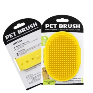 Dog Cat Small Animals Soothing Massage Rubber Bath Brush with Adjustable Ring Handle for Pet Grooming Bathroom