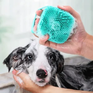 Dog Cat Soft Silicon Shampoo Shower Brush Pet Grooming Bath Massage Brush with Soap Dispensing Scrubber