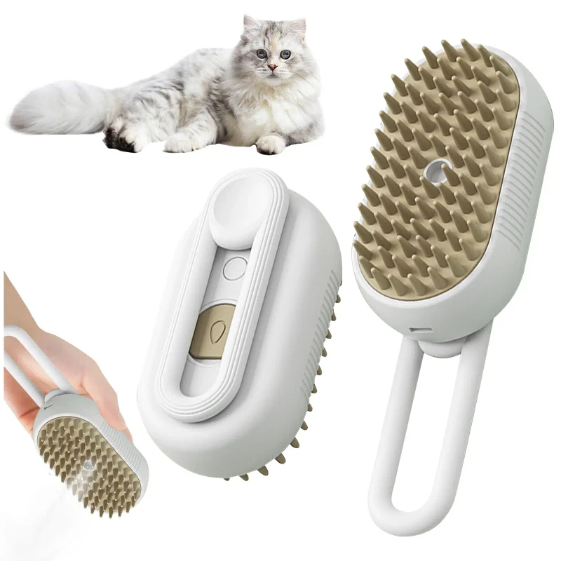 Dog Cat Steamy Brush 3 in 1 Portable Pet Hair Removal Electric Spray Steam Cat Hair Brush