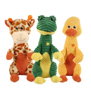 Dog Chew Toy Frog Shaped Dog Squeaker Toy Plush Stuffed Animal for Chewing Pet Squeak Toy
