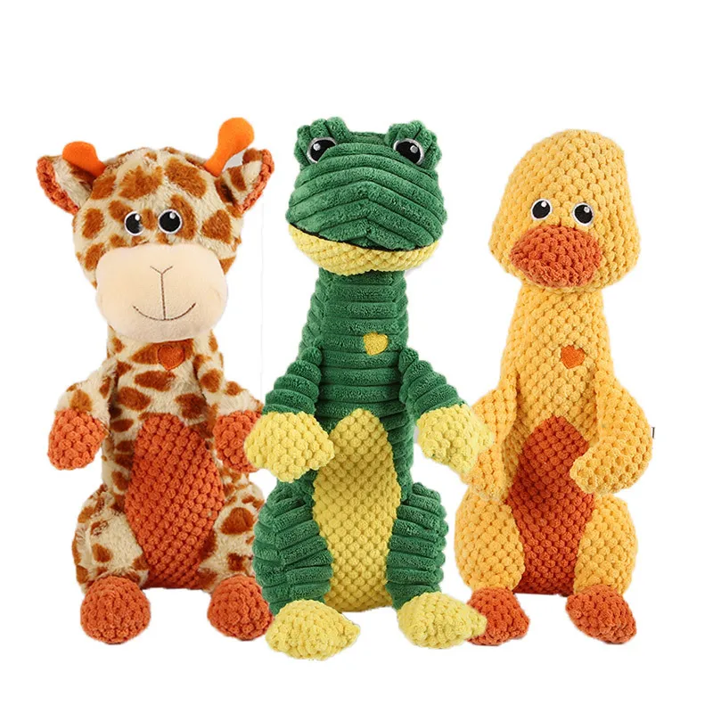 Dog Chew Toy Frog Shaped Dog Squeaker Toy Plush Stuffed Animal for Chewing Pet Squeak Toy