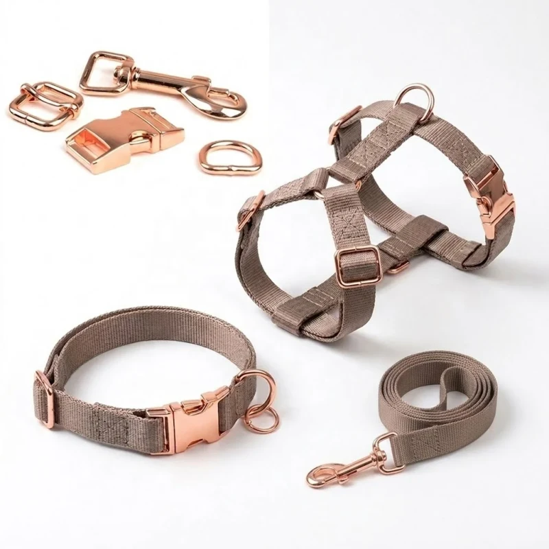 Dog Collar Harness Leash Hardware Snap Hook Set Side Release Metal Buckle D Ring Slide Adjuster for Pet Accessory Supply