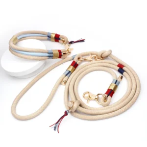 Dog Collar and Leash Set Luxury Custom Design Handbraided Nylon Hands Free Multifunction Training New Dog Lead Pet Leashes Set