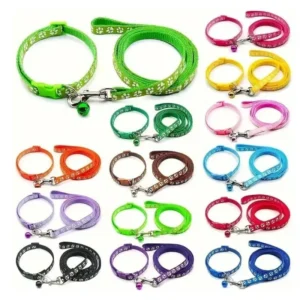 Dog Collar and Leash Set Outdoor Quick Release Buckle Adjustable Print Puppy Collar Soft Nylon Pet Leash
