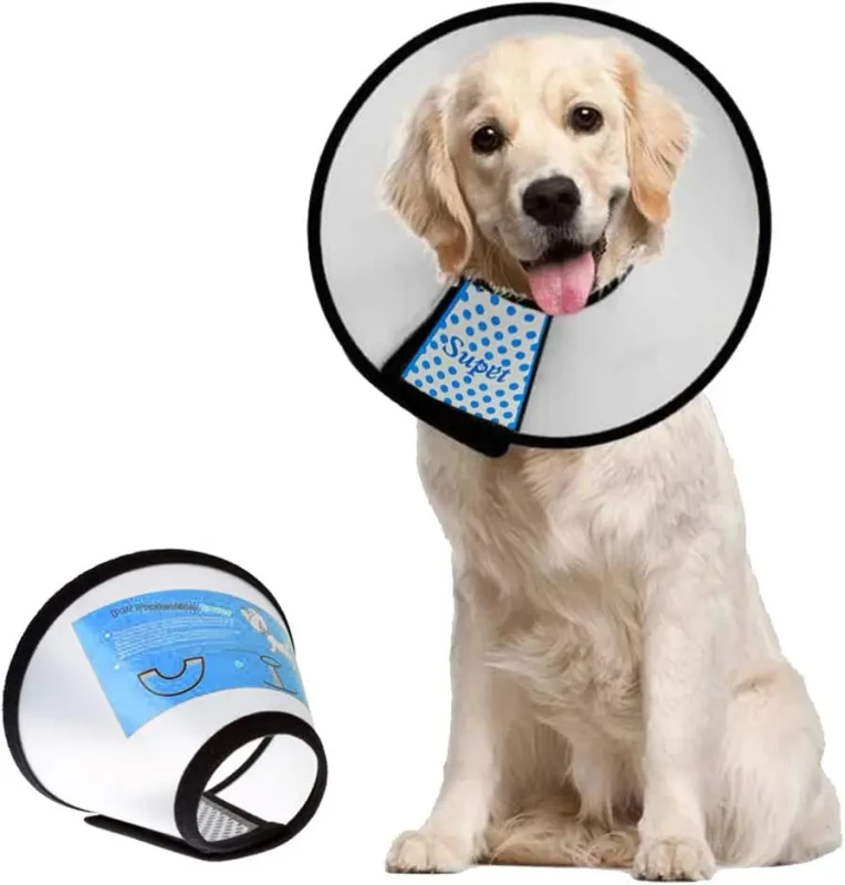 Dog Cone Collar Adjustable After Surgery Comfy Pet Recovery Collar Elizabethan Dog Neck Collar Plastic Practical