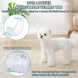 Dog Diapers Male 12Ct Size L Male Dog Diapers Disposable with Wetness Indicator Super Absorbent Breathable Male Dog Wraps