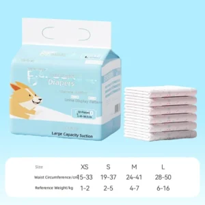 Dog Diapers for Female & Male Dogs Super Absorbent 99% Antibacterial Tea Tree Oil Wetness Indicator XS XXL (10pcs)