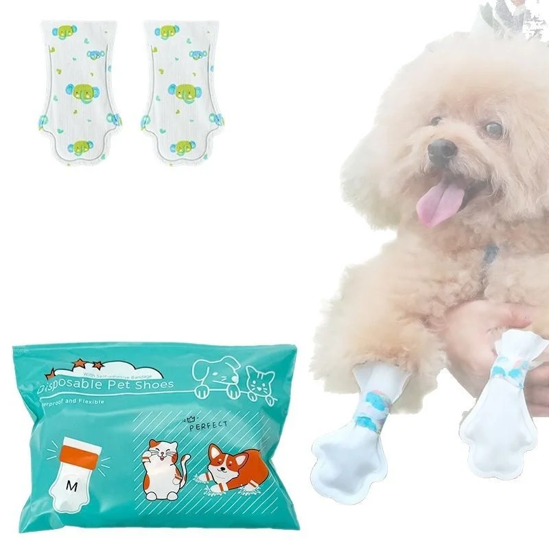 Dog Disposable Waterproof Nonwoven Fabric Pet Foot Cover Socks Summer Anti Slip Flexible Minimalist Modern Print