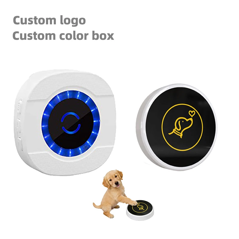 Dog Doorbell Ringtones Adjustable Volume Receiver 32 Chimes LED Indicator 110DB Outdoor Alert System for Dog Training
