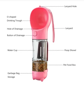Dog Drinking Bottle Multi function Water Cup Four in One Recycling Dispenser
