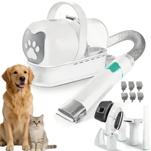 Dog Grooming Vacuum Kit 7-in-1 Pet Clipper With Nail Grinder Hair Trimming & Combing Low Noise Pet Grooming Products