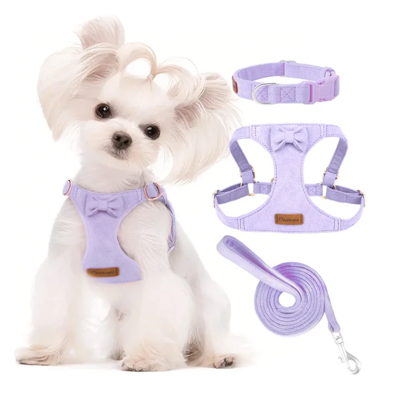 Pet 3 Piece Harness Leash Set with Collar for Small Dogs Cats Outdoor Walking