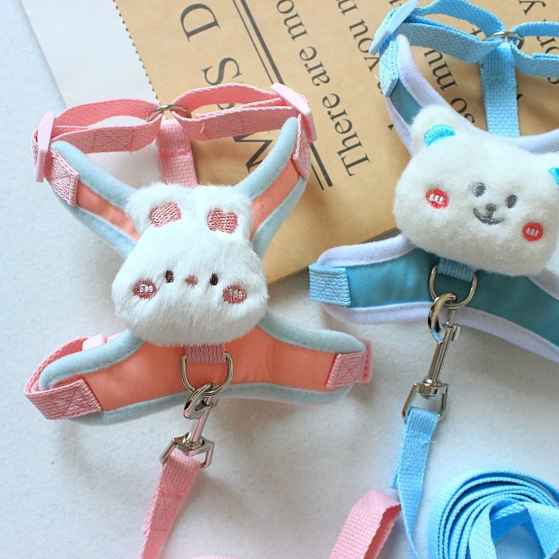 Dog Harness Leash Set for Small Dogs Adjustable Puppy Cat Harness Vest French Bulldog Chihuahua Pug Outdoor Walking Lead Leash