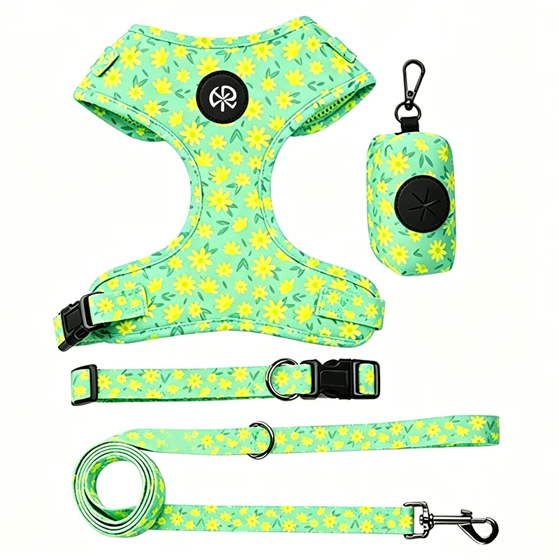 Dog Harness Manufacturers Custom Logo Multicolor Heavy Duty Neoprene No Pull Adjustable Pet Walking Chest Dog Harness Set