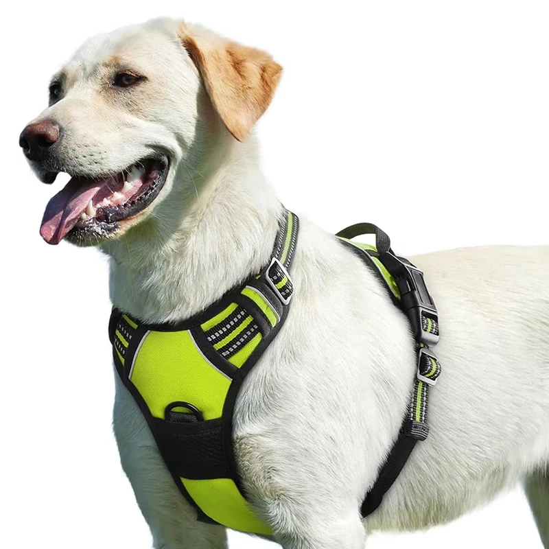 Dog Harness Nylon Sport Large Dogs No Pull Vest Reflective Strip Control Handle Adjustable Comfortable Easy Walking Pet Harness