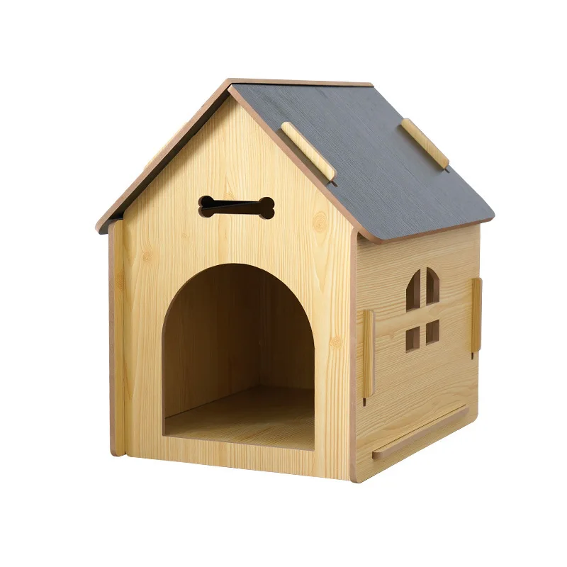 Dog House Indoor for Small and Medium Dog Cat Cozy Wooden Design Small Bed House with Air Vents Elevated Floor Warm Dog Cage
