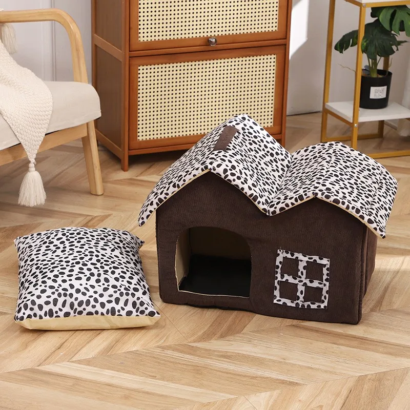 Dog House Solid Cotton Filled Removable Pet Cave Washable Indoor Dog Bed House