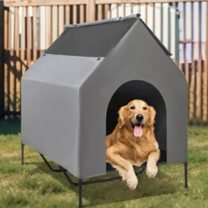 Dog House for Large Dog Indoor or Outside Featuring Breathable 2×1 Textilene Elevated Dog Bed Easy Clean