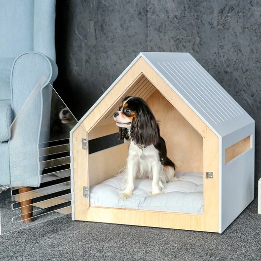 Dog Pet House Pine Wood Floral Pattern Button Closure Dog Beds Cat House Cat Beds Cat Villa
