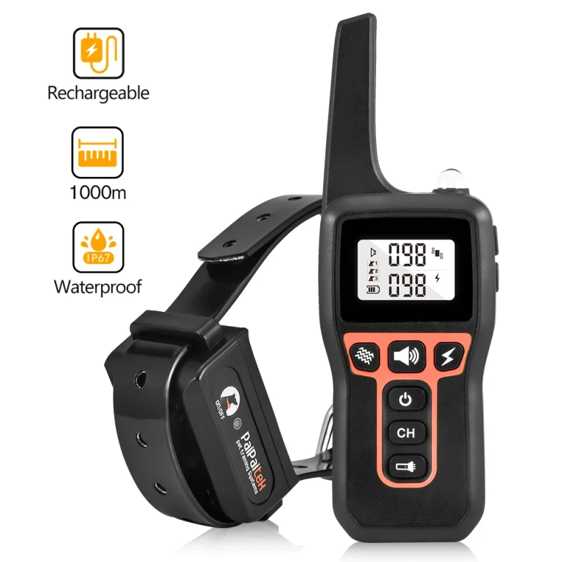 Dog Pet Training Collar Rechargeable Waterproof Electric Shock 1000m Remote Dog Training Tools Pet Training Behavior Products
