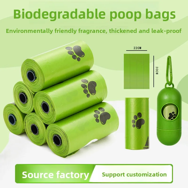Dog Poop Bags Plastic Thickened Biodegradable Continuous Roll 15 Bags Per Roll Pet Waste Disposal