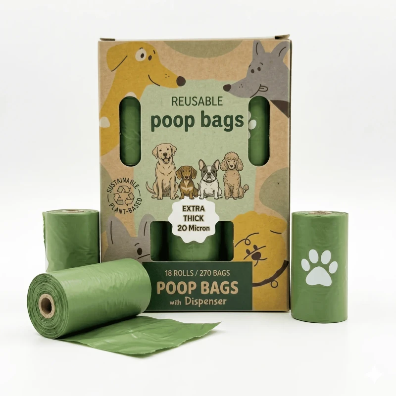 Dog Poop Bags Premium Plant Based with Dispenser Extra Thick Biodegradable 20 Micron Set