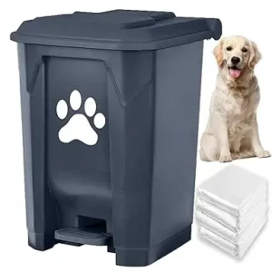 Dog Poop Trash Can Outdoors Pet with Lid Dog Waste Disposal Container HandsFree Pedal Garden Yard Home with Waste Bags 15 L Grey