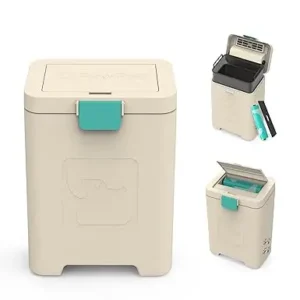 Dog Poop Trash Can Outdoors Pet with Lid Dog Waste Disposal Container HandsFree Pedal Garden Yard Home with Waste Bags 15 L Grey