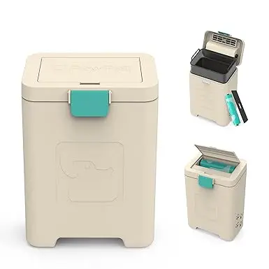 Dog Poop Trash Can Outdoors Pet with Lid Dog Waste Disposal Container HandsFree Pedal Garden Yard Home with Waste Bags 15 L Grey