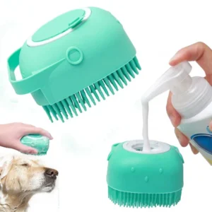 Dog Shower Brush Silicone Cat Shampoo Dispenser Brush Dog Grooming Massage Brush